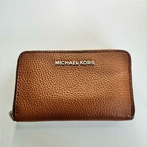 Michael Kors Tan Leather Zip Wallet